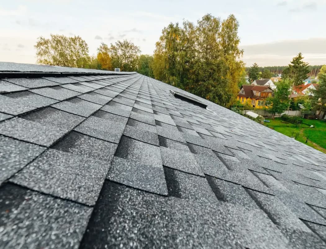 Asphalt shingles on a residential roof